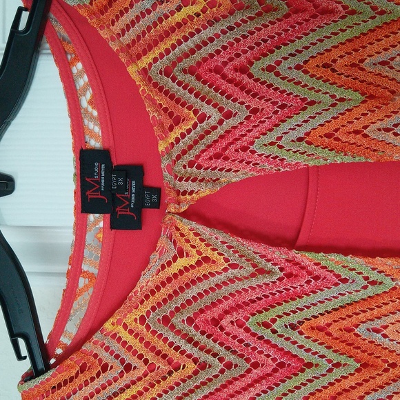 JM studio by John Meyer women's coral colorful plus size two pieces set dress - Picture 5 of 14